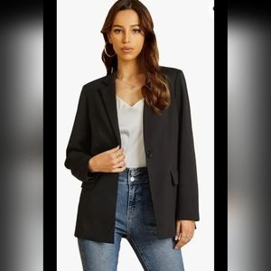 Extro&Vert Women's Black Blazer Suit Jacket Size Medium Oversized Notched Lapel